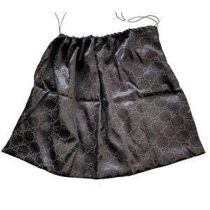 NEW Gucci Monogram GG logo Satin Brown Drawstring Dust Bag shoe purse Cover 18x1